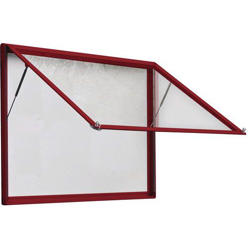 Planorga - Vitrine Murale Extérieure Antarès - Porte Levante Verre Trempé 101x116cm Rouge Magnétique NF Environnement