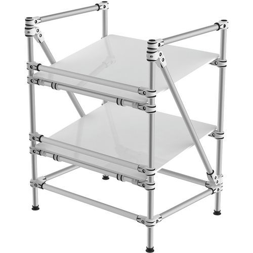 Rayonnage Alu à Rebord 2 Tablettes Inclinées 700x500x1000