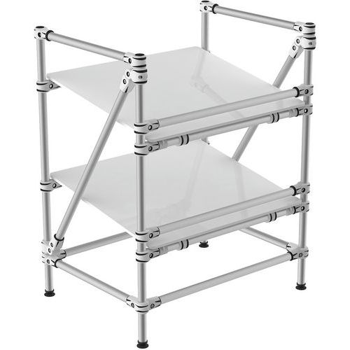 Rayonnage Alu à Rebord 2 Tablettes Inclinées 900x600x1000