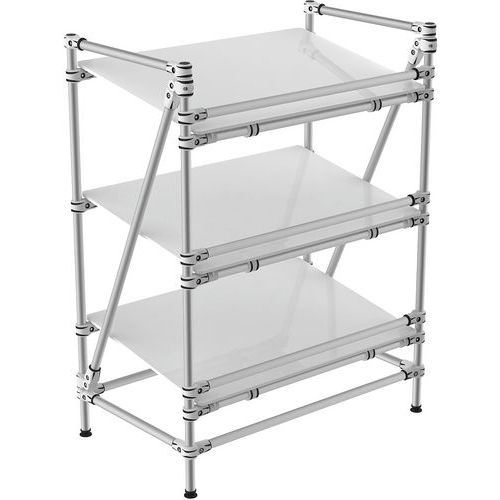 Rayonnage Alu à Rebord 3 Tablettes Inclinées 1000x600x1300