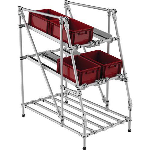 Trilogiq - Mini-rack picking à galets frontal - 740x1200x1380 mm - 3 niveaux - Aluminium - Lean Management