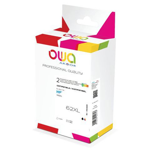 Pack 2 Cartouches Compatibles Hp 62 Xl Noir Et Couleurs -owa
