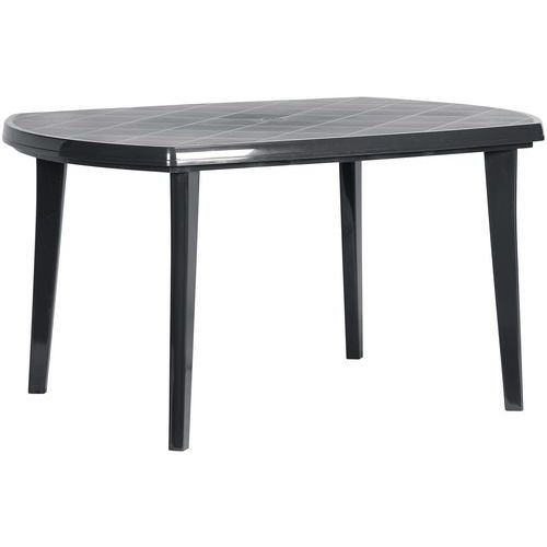 Table de jardin Elise en plastique gris foncé - 137cm x 90cm - PVC résistant et léger