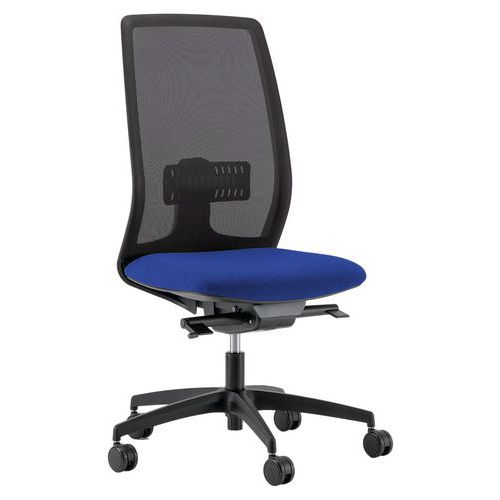 Chaise De Bureau Oregon Dos Résille Noire Assise Bleu