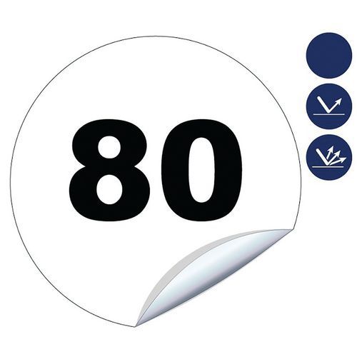 Novap - Disque limitation de vitesse 80 km/h - Rond 200mm Adhésif - Signalétique de sécurité