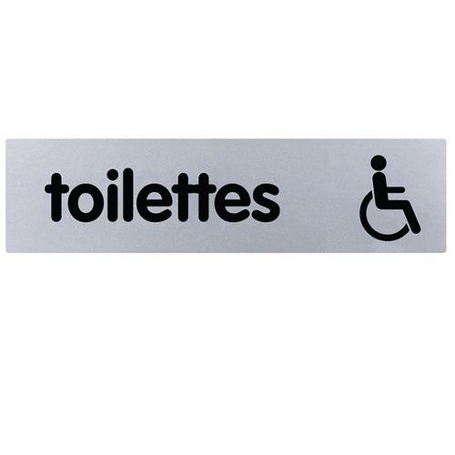Plaquette - 170x45mm - Toilettes Handicapés - Argent