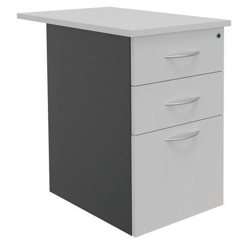 Simmob - Caisson de bureau Sirius 80 cm Perle/anthracite - 3 tiroirs, fermeture à clé, éco-responsable