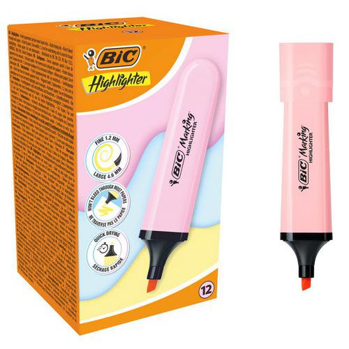Surligneur+Plat+Pointe+Biseaut�e+Pastel+-+Rose+-+Bic