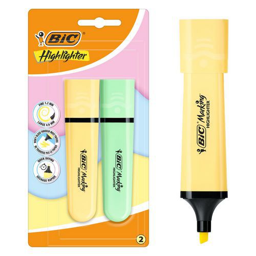 Surligneur+Plat+Pointe+Biseaut�e+Pastel+-+Jaune/vert+-+Bic