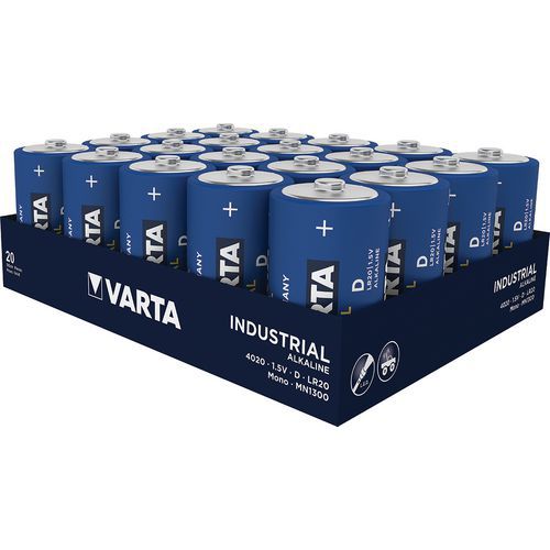 Pile alcaline industrielle D LR20 - Pack de 20 - Varta Pile alcaline industrielle D LR20 - Pack de 20 - Varta