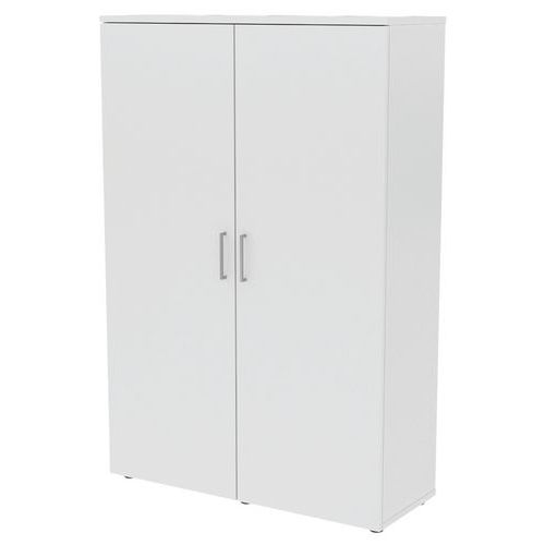 MBA - Armoire de bureau portes battantes 120x45x180 cm Blanc - 4 tablettes 33kg - Éco-responsable