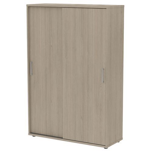 MBA - Armoire de bureau portes coulissantes 120x45x180 cm Chêne gris - 4 tablettes 33kg - Éco-responsable