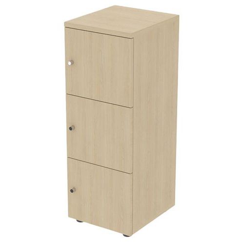 MBA - Meuble à cases 3 portes battantes Chêne - 40x110cm - 2 tablettes - Éco-responsable