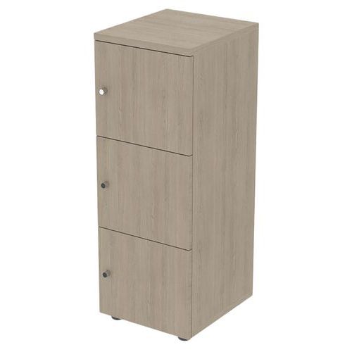 Meuble À 3 Cases Portes Battantes 40 X 45 Ht 110 Cm Chêne Gris
