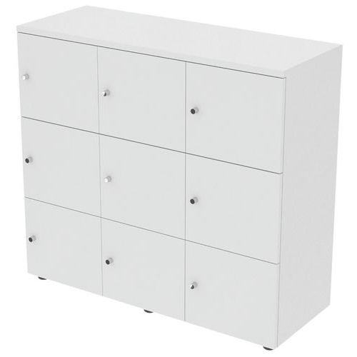 Meuble À 9 Cases Portes Battantes 120 X 45 Ht 110 Cm Blanc