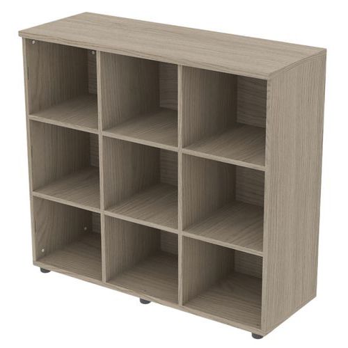 Meuble À 9 Cases Sans Porte 120 X 45 Ht 110 Cm Chêne Gris