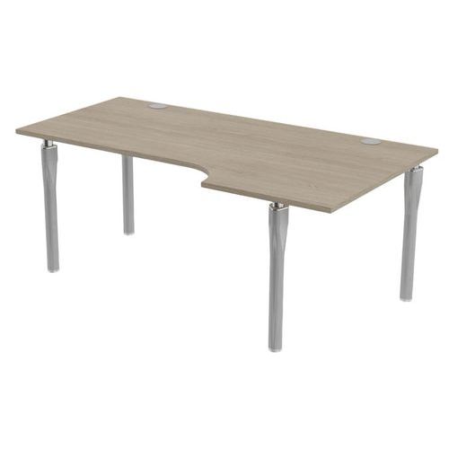 MBA - Bureau Noga Compact Droit 180x100cm Chêne Gris Alu - Éco-responsable - Garantie 10 ans
