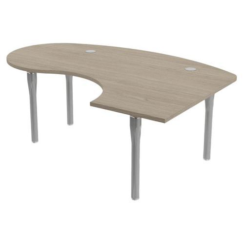Bureau Noga Compact Droite Accueil 200 X 140 Cm Chêne Gris Alu