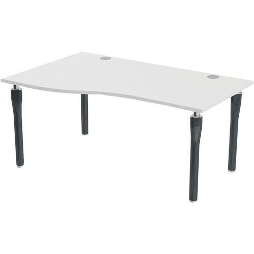 MBA - Bureau Noga Vague Gauche 160x100cm Blanc Anthracite - Éco-responsable PEFC - Garantie 10 ans