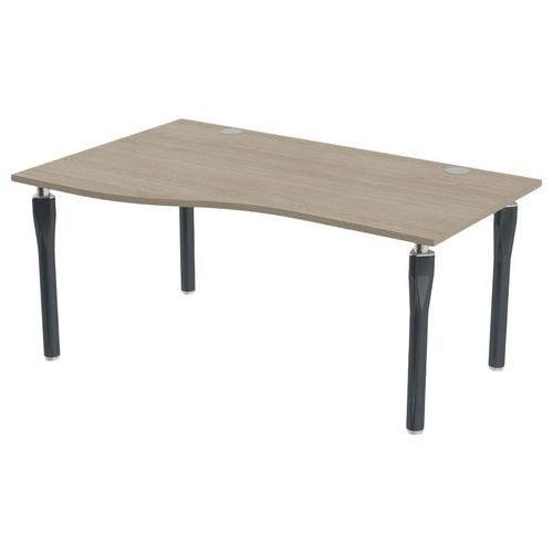 Bureau Noga Vague Gauche 160 X 100 Cm Chêne Gris Anthracite