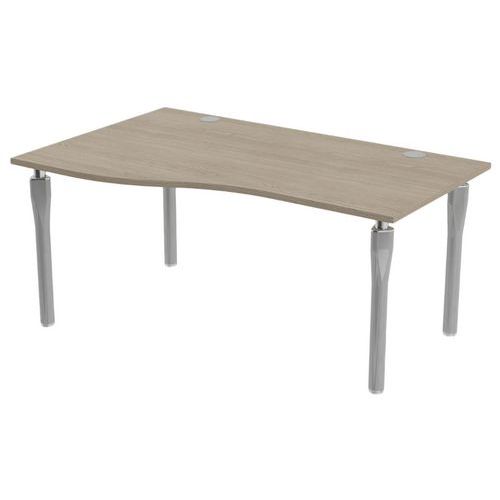 Bureau Noga Vague Gauche 160 X 100 Cm Chêne Gris Alu