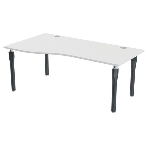 Bureau Noga Vague Gauche 180 X 100 Cm Blanc Anthracite