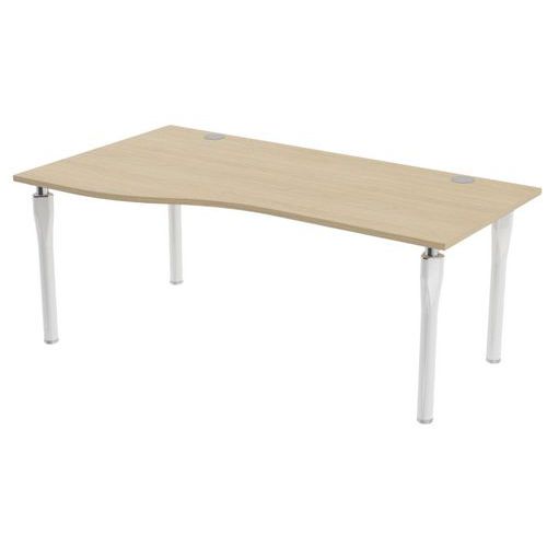 MBA - Bureau Noga Vague Gauche 180x100cm Chêne Blanc - Éco-responsable PEFC - Garantie 10 ans