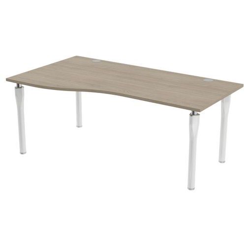 MBA - Bureau Noga Vague Gauche 180x100cm Chêne Gris Blanc - Éco-responsable 62% Recyclé - Garantie 10 ans