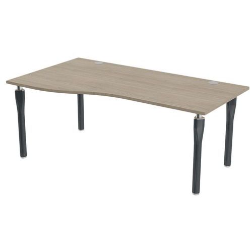 MBA - Bureau Noga Vague Gauche 180x100cm Chêne Gris Anthracite - Éco-responsable 62% Recyclé - 10 Ans Garantie