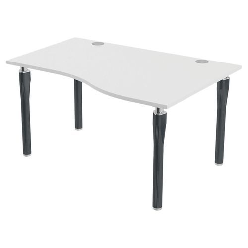 MBA - Bureau Noga Vague Droite 140x100cm Blanc Anthracite - Éco-responsable 62% Recyclé - Garantie 10 ans