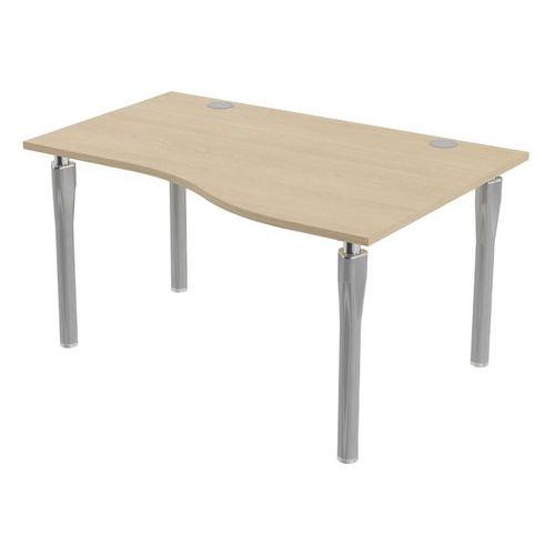 MBA - Bureau Noga Vague Droite 140x100cm Chêne Alu - Éco-responsable PEFC - 10 ans Garantie