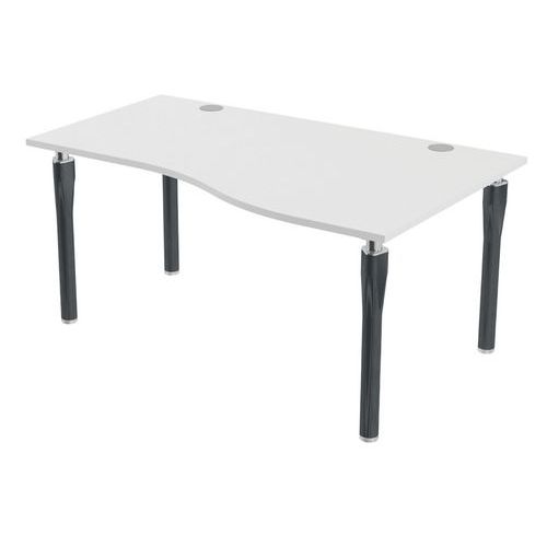 Bureau Noga Vague Droite 160 X 100 Cm Blanc Anthracite