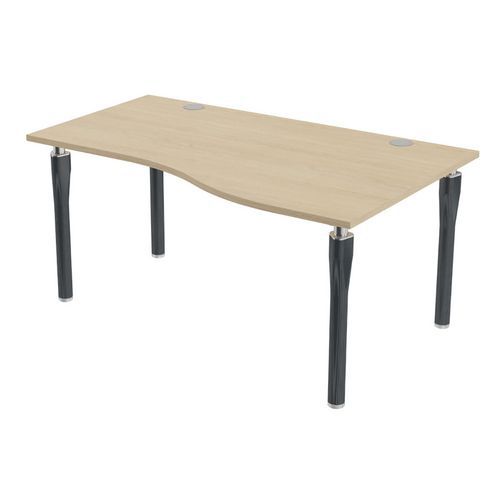 MBA - Bureau Noga Vague Droite 160x100cm Chêne Anthracite - Éco-responsable PEFC - 10 ans Garantie