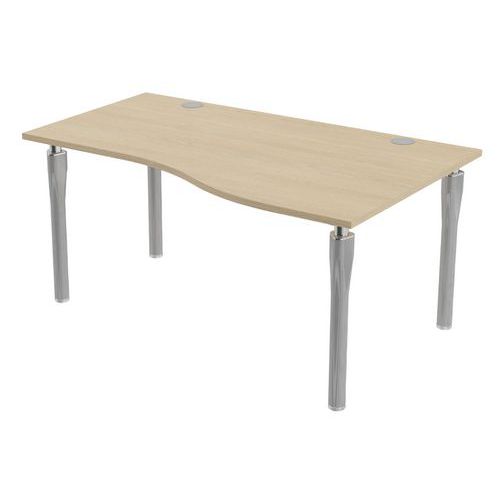 MBA - Bureau Noga Vague Droite 160x100cm Chêne Alu - Éco-responsable - Garantie 10 ans