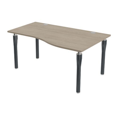 MBA - Bureau Noga Vague Droite 160x100cm Chêne Gris Anthracite - Éco-responsable - Garantie 10 ans