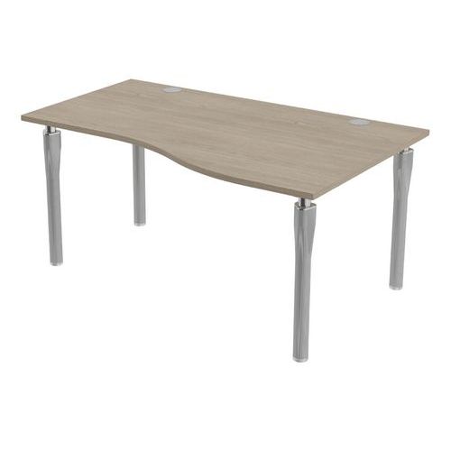 MBA - Bureau Noga Vague Droite 160x100cm Chêne Gris Alu - Éco-responsable - 10 ans Garantie