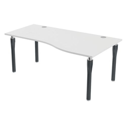 MBA - Bureau Noga Vague Droite 180x100cm Blanc Anthracite - Éco-responsable - Garantie 10 ans
