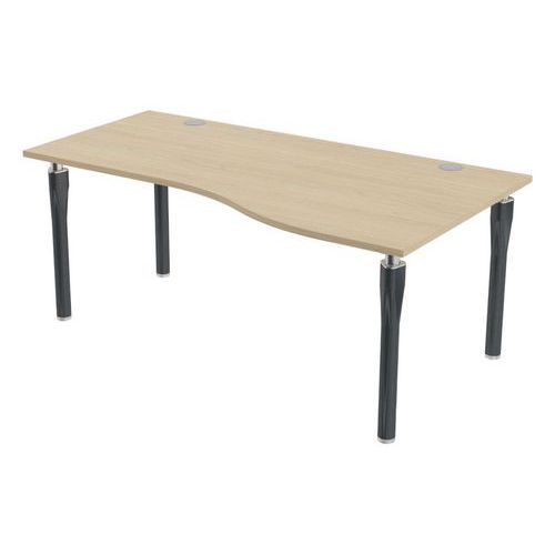 MBA - Bureau Noga Vague Droite 180x100cm Chêne Anthracite - Éco-responsable 62% Recyclé - Garantie 10 ans