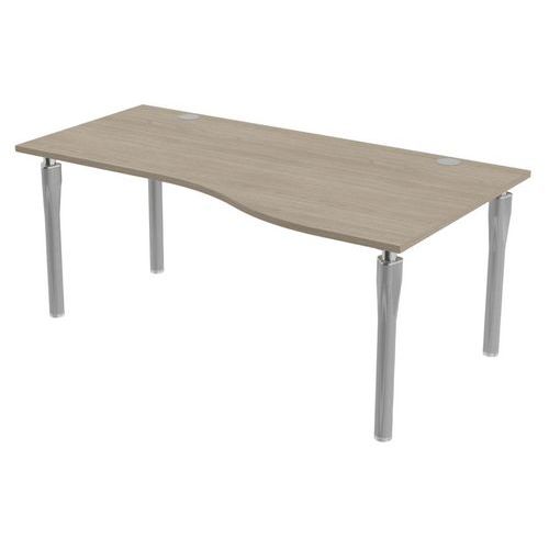 MBA - Bureau Noga Vague Droite 180x100cm Chêne Gris Alu - Éco-responsable - Garantie 10 ans
