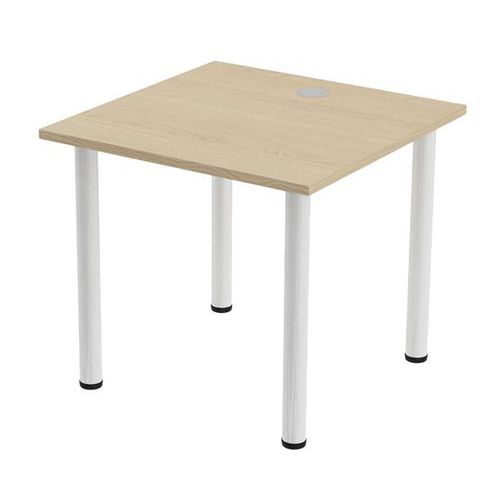 MBA - Bureau droit Tubo 80x80cm Chêne Blanc - 72cm Hauteur - Éco-responsable
