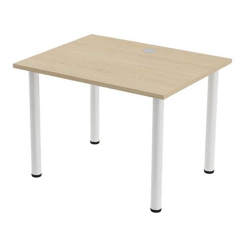 MBA - Bureau droit Tubo 100 x 80 cm Chêne Blanc - 72 cm Hauteur - Éco-responsable et Durable