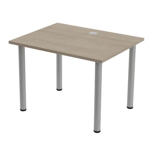 MBA - Bureau droit Tubo 100x80cm Chêne Gris Alu - 72cm Hauteur - Éco-responsable 62% Recyclé