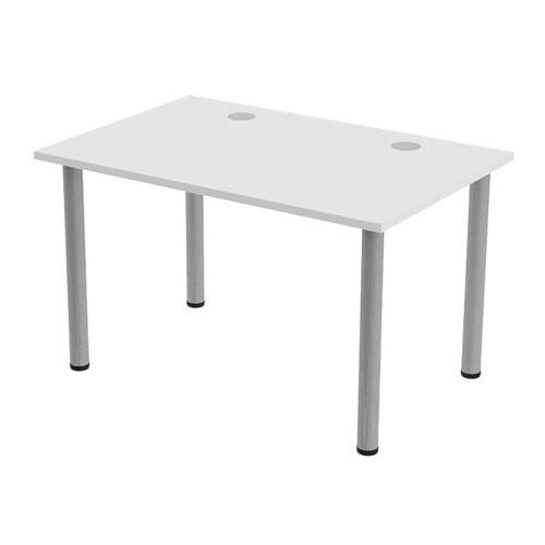 MBA - Bureau droit Tubo 120 x 80 cm Blanc Alu - 72 cm Hauteur - Éco-responsable et Durable