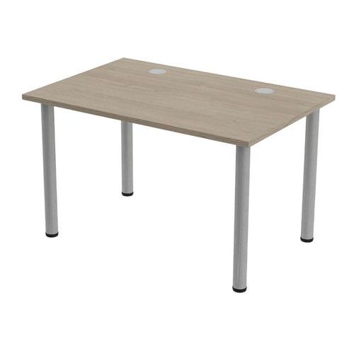 MBA - Bureau droit Tubo 120 x 80 cm Chêne Gris Alu - 72 cm Hauteur - Éco-responsable et Durable
