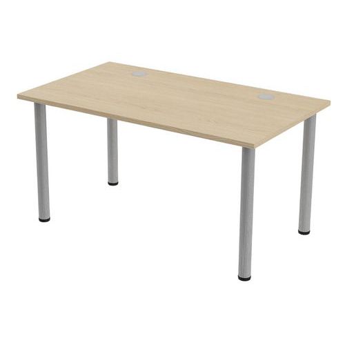 MBA - Bureau droit Tubo 140 x 80 cm Chêne Alu - 72 cm Hauteur - Éco-responsable et Durable