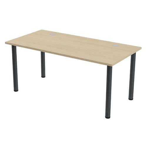 MBA - Bureau droit Tubo 160x80cm Chêne Anthracite - 72cm Hauteur - Éco-responsable 62% Produit Recyclé