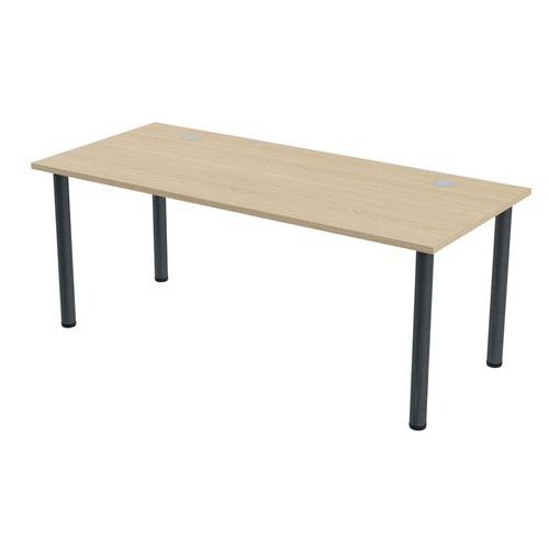 MBA - Bureau droit Tubo 180x80cm Chêne Anthracite - 4 pieds Acier - Éco-responsable - Garantie 10 ans