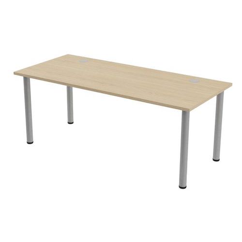 MBA - Bureau droit Tubo 180 x 80 cm Chêne Alu - 72x180x80 cm - Éco-responsable et durable