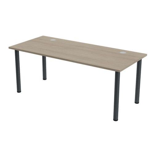 MBA - Bureau droit Tubo 180x80 cm Chêne Gris Anthracite - 72cm Hauteur - Éco-responsable