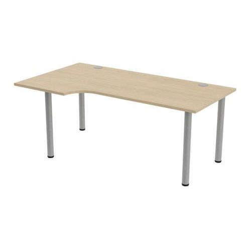 MBA - Bureau d'angle Tubo Gauche 180x100cm Chêne Alu - 72cm Hauteur - Éco-responsable